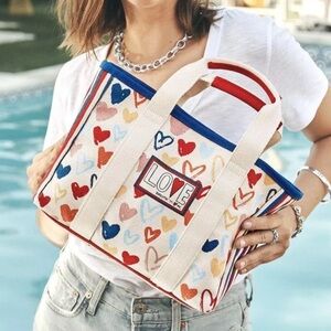BRIGHTON Heart Red, White, and You Mini Tote Canvas Crossbody
